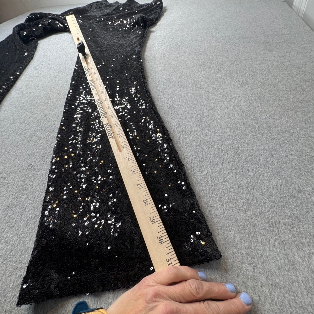 Sincerely Jules Black Sequin Flare Stretch Pants Womens Medium High Rise Disco - Picture 5 of 8